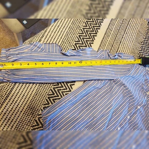 NWT Madewell Striped Frill-Sleeve Shirt - Picture 6 of 8